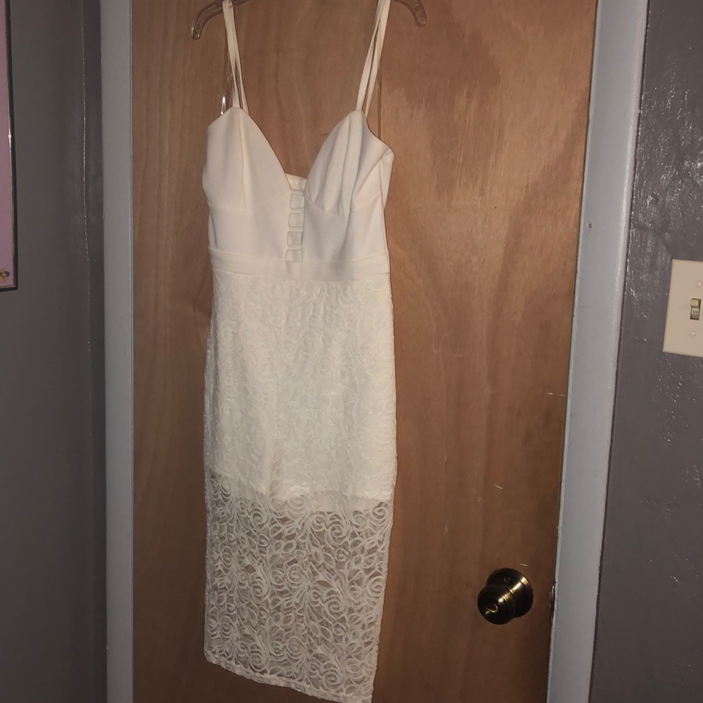 White tight lace dress with shorts